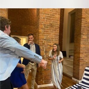 Striped White and Blue Maxi Dress